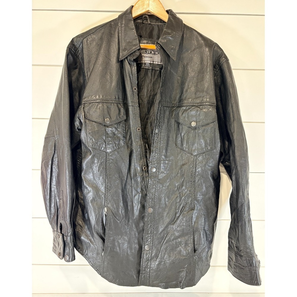 Men's Leather Jacket Black UNIK Premium 2XL Bomber Jacket